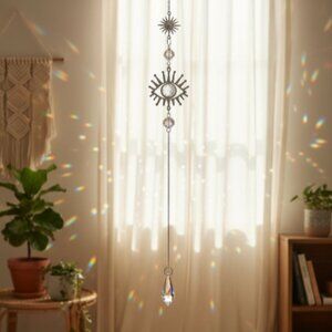 Crystal Hanging Pendant Evil Eye Decorative Sun Catcher Faceted Prism Ornament